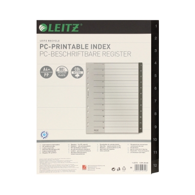 Przekładki PP A4 1-12 czarne Recycle Leitz