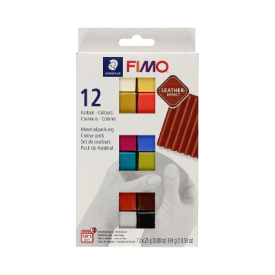 Modelina zestaw 12kol x 25g effect Leather FIMO