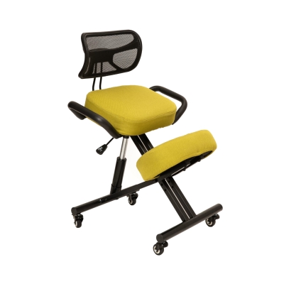 Krzesło ergonomiczne klękosiad czarny lniany + pokrowiec zielony OKNEEL
