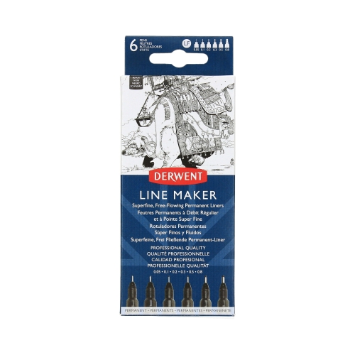Cienkopis czarny 6szt. Derwent Line Maker 2305559