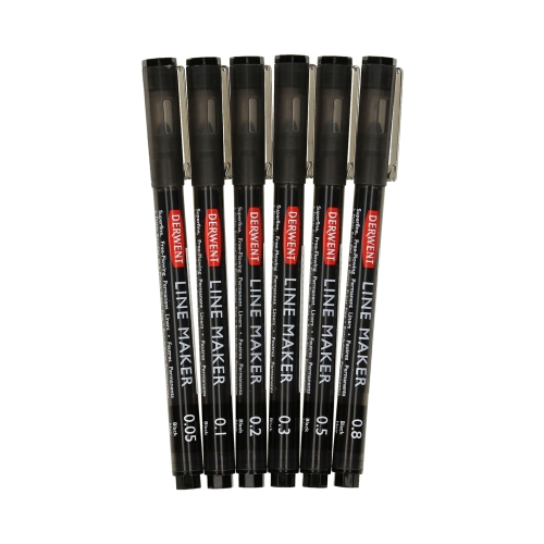 Cienkopis czarny 6szt. Derwent Line Maker 2305559