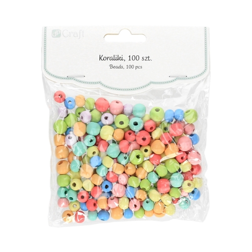 Koraliki drewniane tęczowe kulki 40g GRKO-116