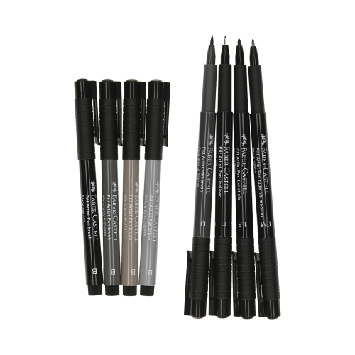 Pisak artystyczny B  Pitt Artist Pens Black & Grey - 8 szt. Faber-Castell 167171FC