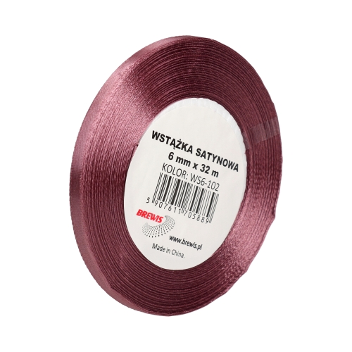 Wstążka dekoracyjna satynowa 6mm/32m brudny róż Brewis 102