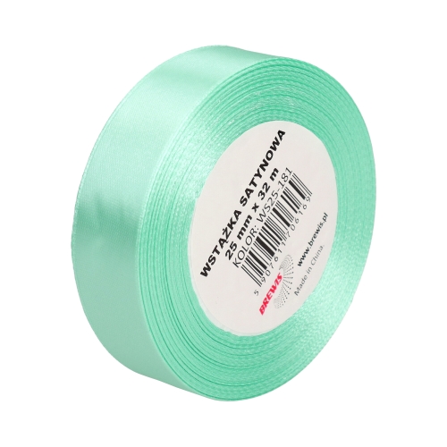 Wstążka dekoracyjna satynowa 25mm/32m miętowy Brewis 181