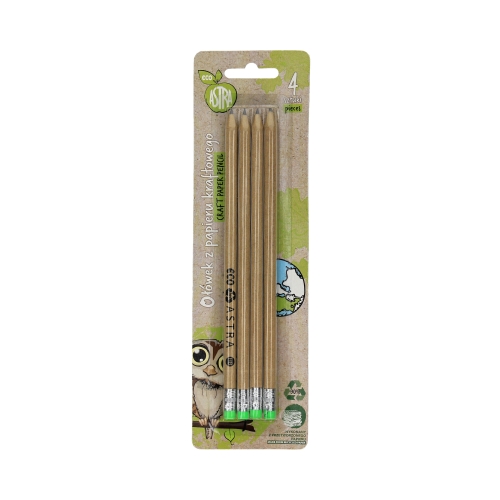 Ołówek papier kraftowy z/g - 4szt. Astra ECO 206022027