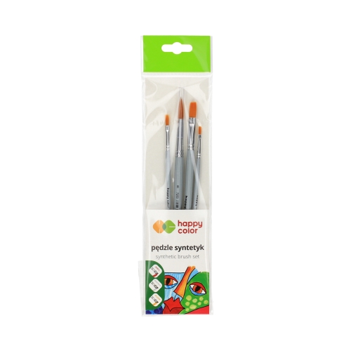 Pędzel syntetyczny - 4szt. mieszane Happy Color HA7260 7261-01 PB4