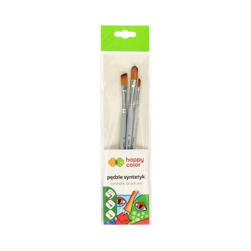 Pędzel syntetyczny - 3szt. mieszane Happy Color HA7263 6465-01 PB3