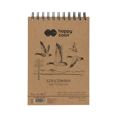 Szkicownik A5/80 spirala 90g Happy Color Ptaki