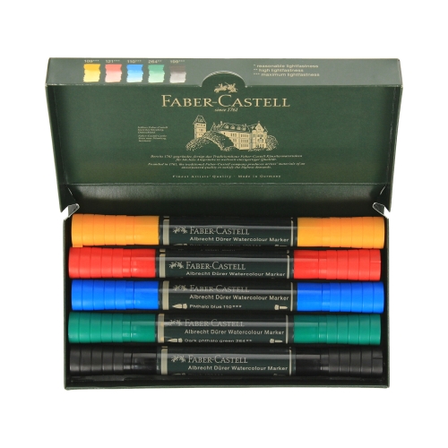 Pisaki akwarelowe dwustronne 5kol. A.Durer Faber-Castell FC160305
