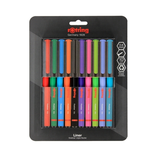 Zestaw cienkopisów kreślarskich 0.4mm 10kol. Rotring Liner 2166220
