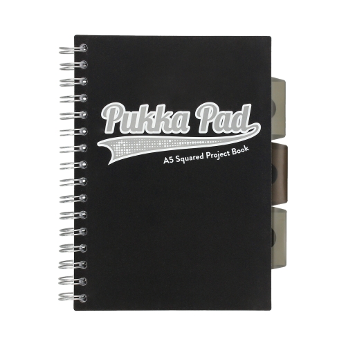 Kołozeszyt A5/100 kratka Pukka Pad Project Book Black - Grey