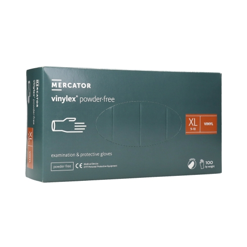 Rękawice winylowe bezpudrowe XL przeźroczyste Mercator (100)