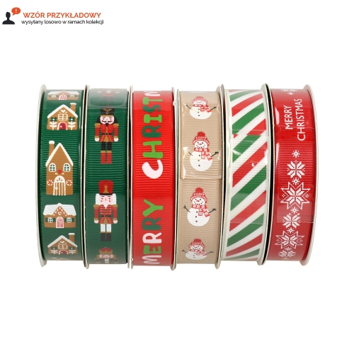 Wstążka rypsowa 15mmx3m Christmas