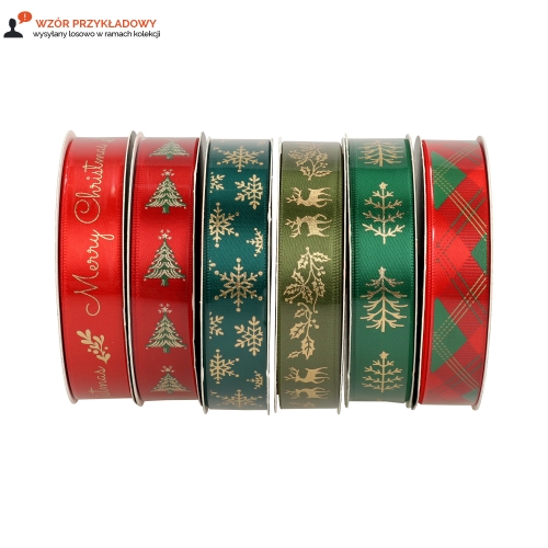 Wstążka satynowa 15mmx3m Christmas