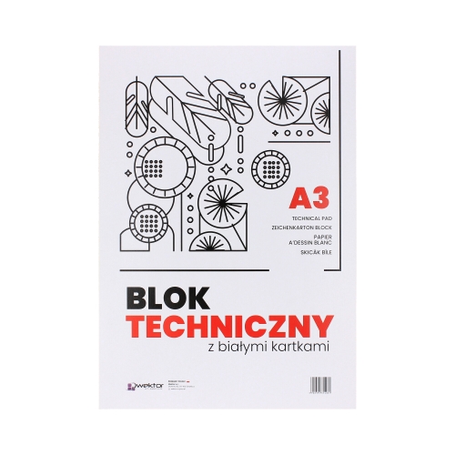 Blok techniczny A3/10 biały 140g Wektor
