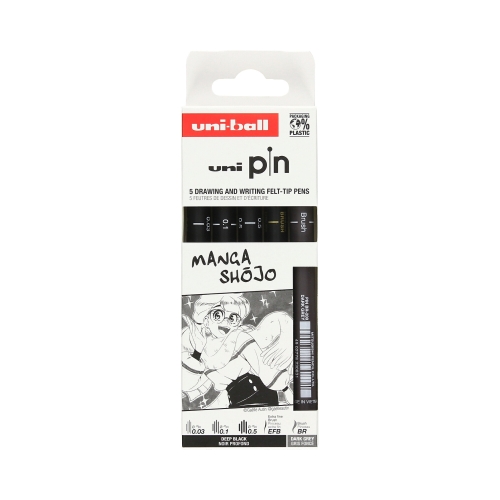 Zestaw kreślarski Manga Shojo Uni PIN200 - 5szt.