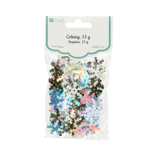Cekiny Śnieżynki - mix kolorów pastelowych 15g
