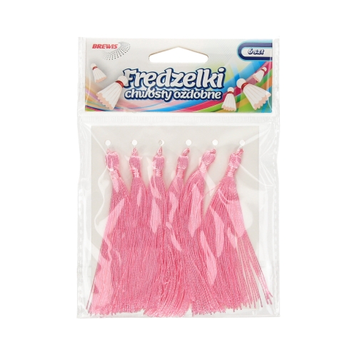 Frędzelki - chwosty ozdobne różowe 8cm Brewis - 6szt.