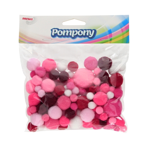 Pompony odcienie różu i bieli 20g Brewis POM52