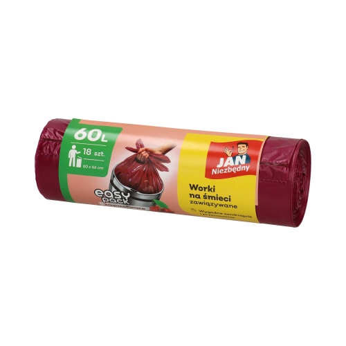 Worki na śmieci 60l wiśniowe wiązane Jan Niezbędny EasyPack (18)