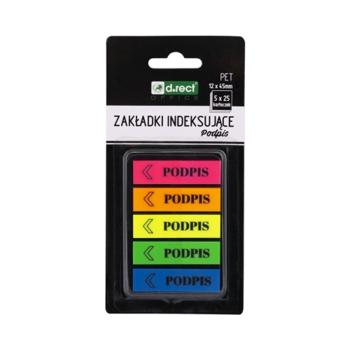 Zakładki indeksujące 12x45/25 5kol Podpis DRect 110503
