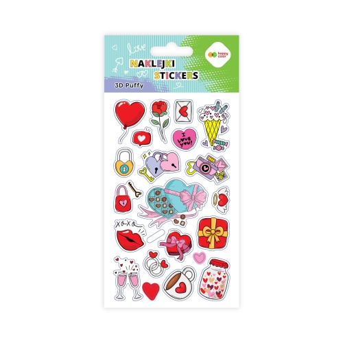 Naklejki ozdobne Valentines 3D Puffy Happy Color