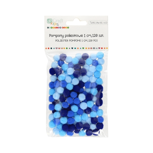 Pompony poliestrowe niebieskie mix 1cm (120)
