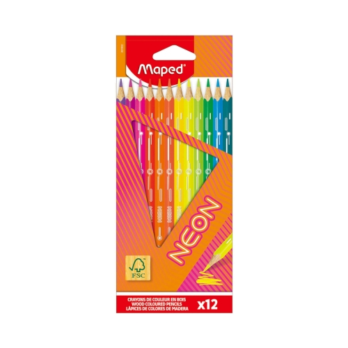 Kredki ołówkowe 12kol trókątne Neon Maped 831802