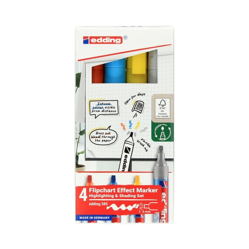 Marker flipchart 1.0-5.0mm 4kol Edding 385