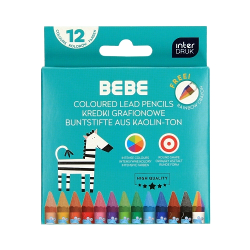 Kredki grafionowe 12kol+1 Bebe Kids Interdruk