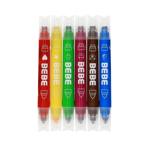 Flamastry 6kol dwustronne - stempelki Jumbo BeBe