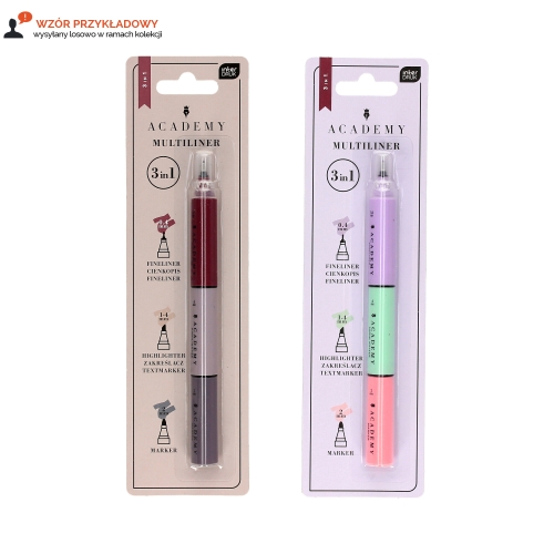 Multiliner 3w1 - marker/zakreślacz/cienkopis Academy Interdruk