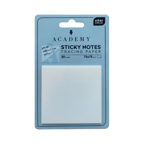Karteczki samoprzylepne 75x75/50 przezroczyste Academy Interdruk