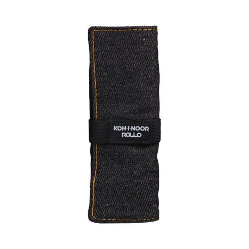Piórnik zwijany czarny jeans KIN