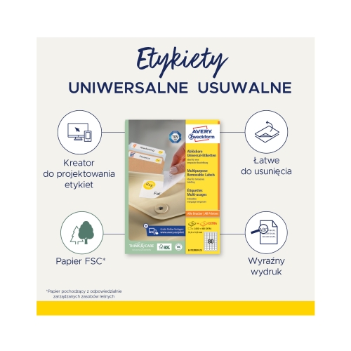Etykiety usuwalne 35.6x16.9/80 białe Zweckform L4732 (25)
