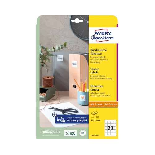 Etykiety kryjące 45x45 białe do kodów QR L7121 (25)