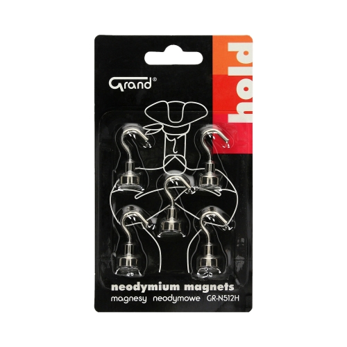 Magnes neodymowe 12mm z/haczykiem (5) Grand GR-N512H