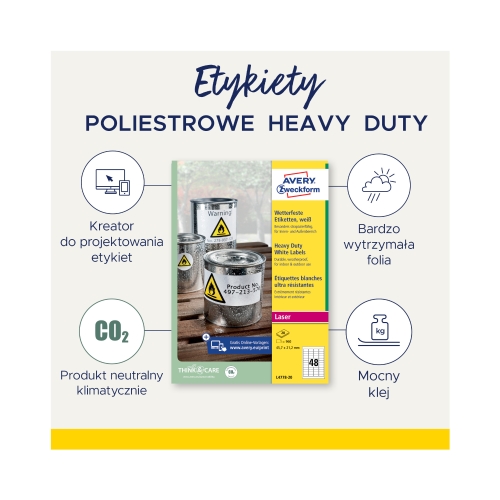 Etykiety Heavy Duty 210x148 białe/poliestro Zweckform (20)