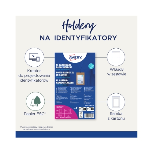Identyfikator 105x148  tektura brąz +wkład biały (50)