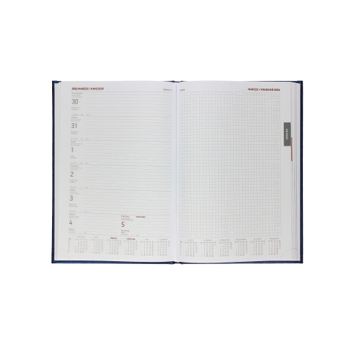 Kalendarz ksiażkowy A4+notes granat Aluminium Standard Tygodniowy