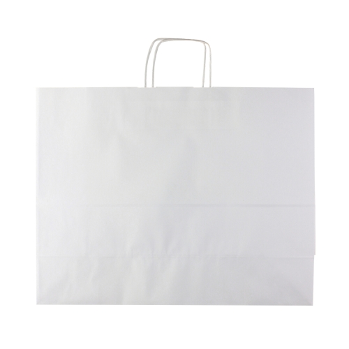 Torba papierowa 500x180x390 biała gładka ze skręcanymi uszami