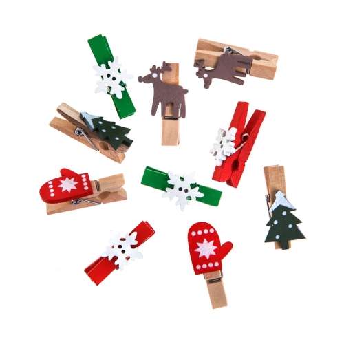 Klamerki drewniane motyw świąteczny (10)