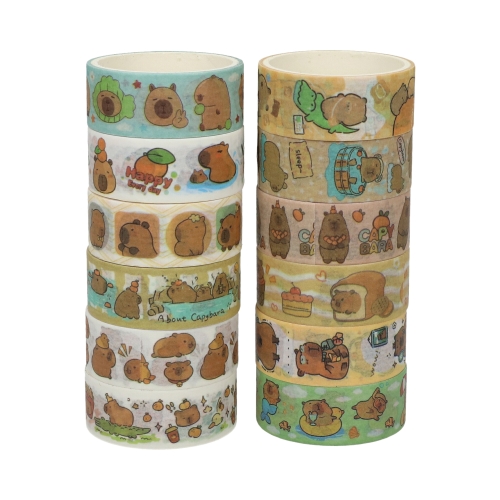 Zestaw taśm dekoracyjnych Washi Kapibara (12)