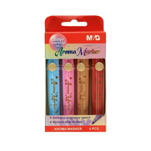 Markery zapachowe 4kol brokatowe M&G MIX2