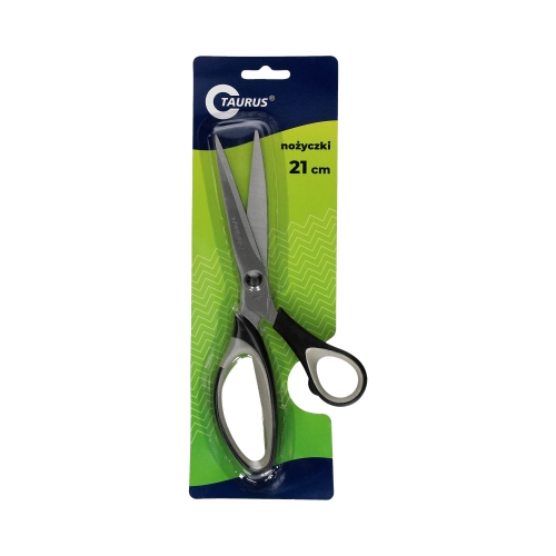 Nożyczki 21cm z gumowym uchwytem blister Taurus