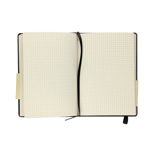 Notatnik A6/80 kratka czarny z gumką Grand