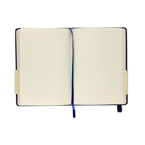 Notatnik A6/80 kratka granatowy z gumką Grand