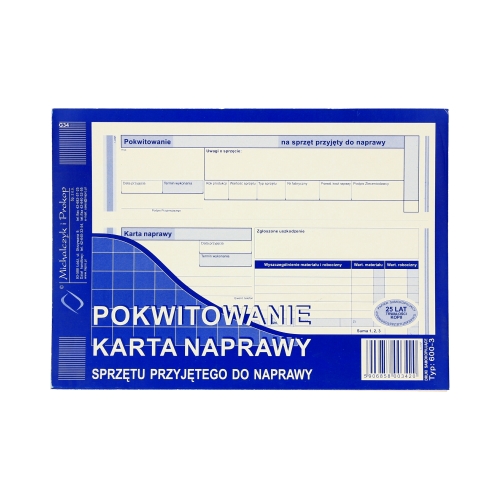 Pokwitowanie naprawy sprzętu MP 600-3