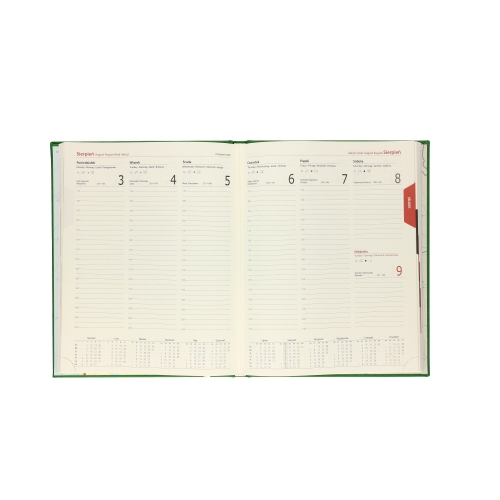 Kalendarz książkowy A4 Lux- A zielony tygodniowy